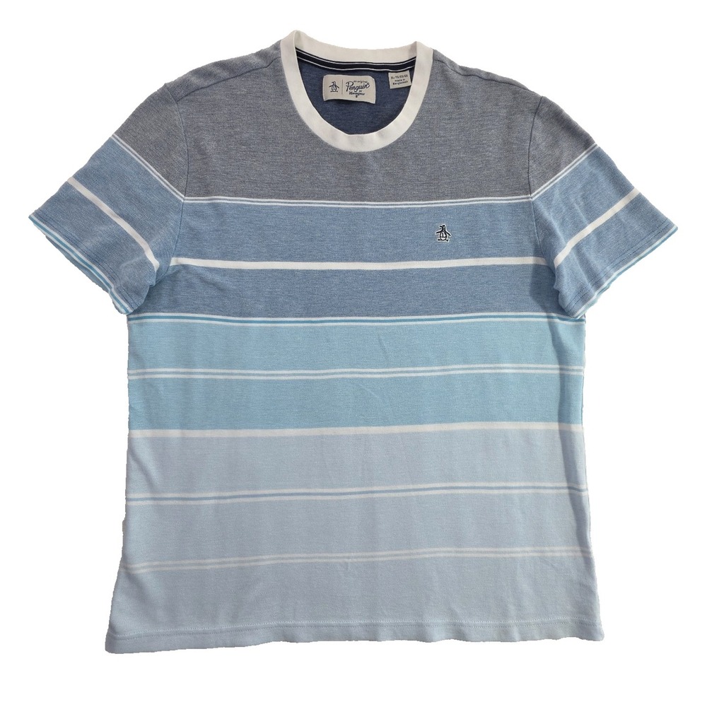 Penguin by Munsingwear Nautical T-Shirt Men XL‎ Blue Horizontal Stripes Luxe